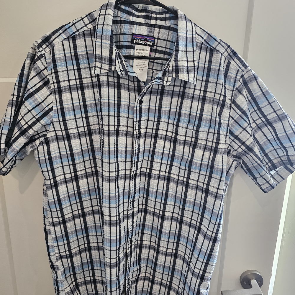 Patagonia Men's Blue Plaid Short-Sleeve Shirt